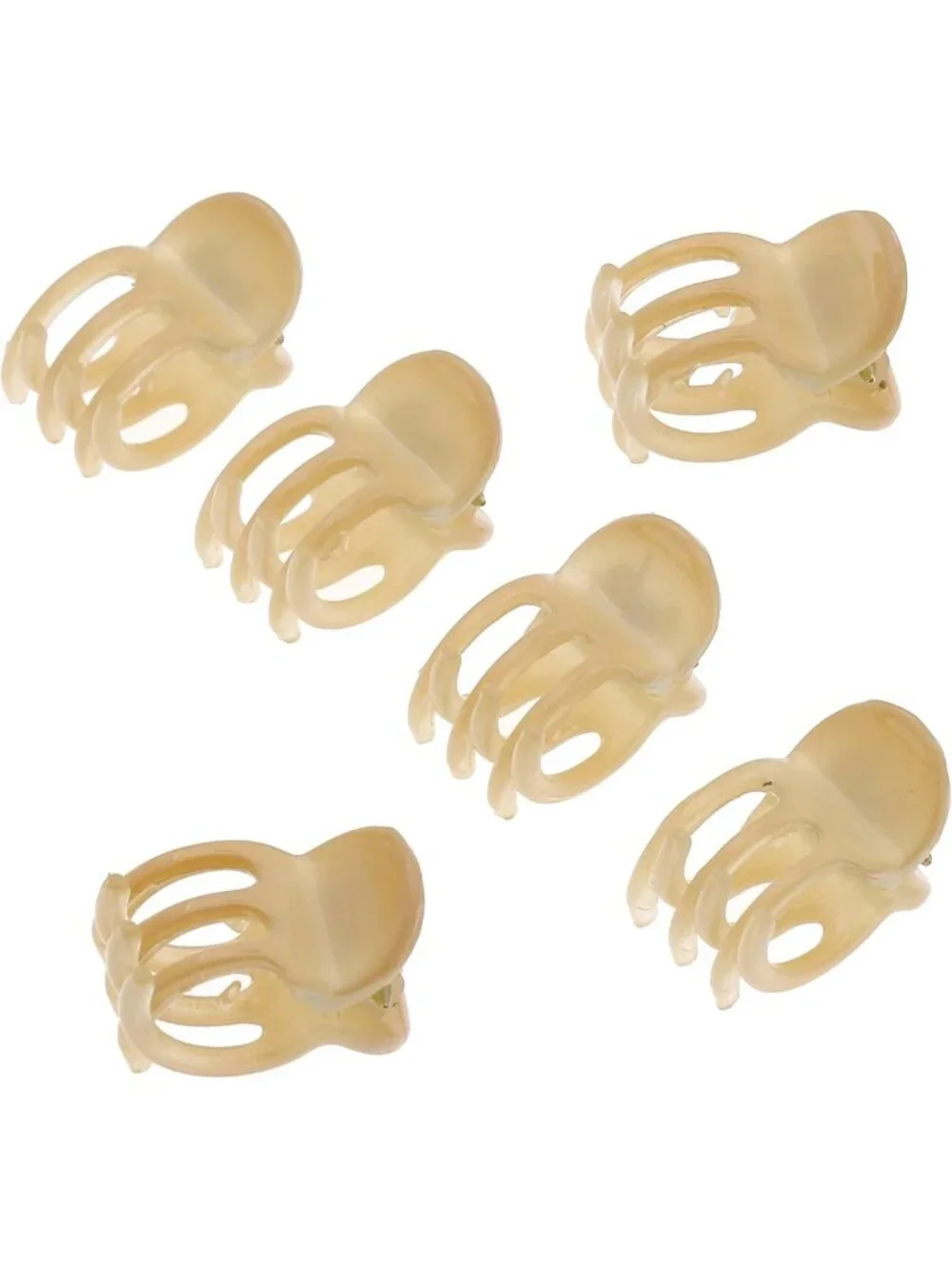 Set of 6 Extra Small Beige Hair Claw Clips for Women - Durable Fashion